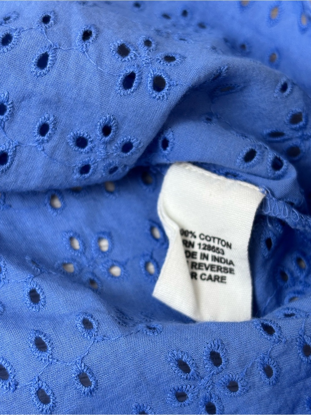 NWT Joie Blue Eyelet Cotton Peplum Tie Front Blouse Top Medium Periwinkle - Picture 5 of 8